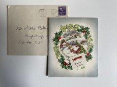 画像1: 1940年代 クリスマスグリーティング  ビンテージカード (1)