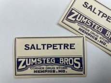 画像1: SALTPETRE 薬品/調味料ラベル2枚セット  ZUMSTEG BROS (1)