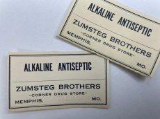 画像1: ALKALINE ANTISEPTIC ラベル2枚セット ZUMSTEG BROTHERS (1)