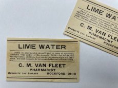 画像1: LIME WATER ラベル2枚セット  C.M. VAN FLEET PHARMACIST THE REXALL STORE (1)