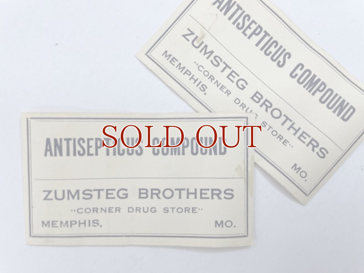 画像1: ANTISEPTICUS COMPOUND ラベル2枚セット  ZUMSTEG BROTHERS (1)