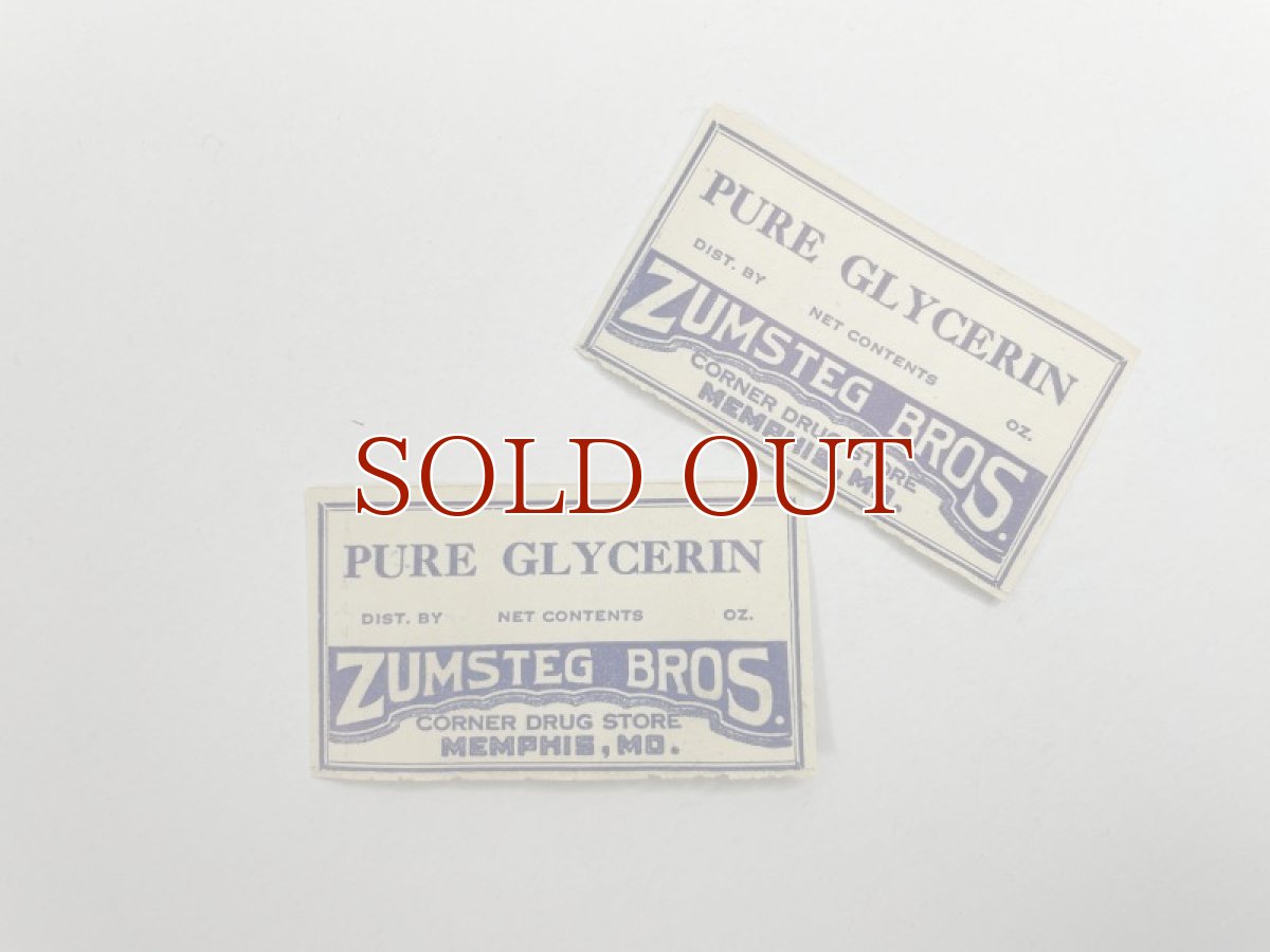 画像2: PURE GLYCERIN ラベル2枚セット  ZUMSTEG BROS (2)