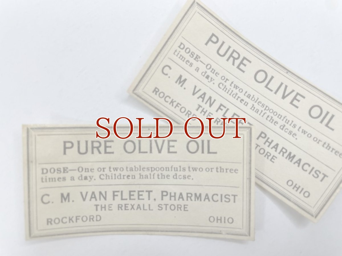 画像1: PURE OLIVE OIL ラベル2枚セット  C.M. VAN FLEET  (1)