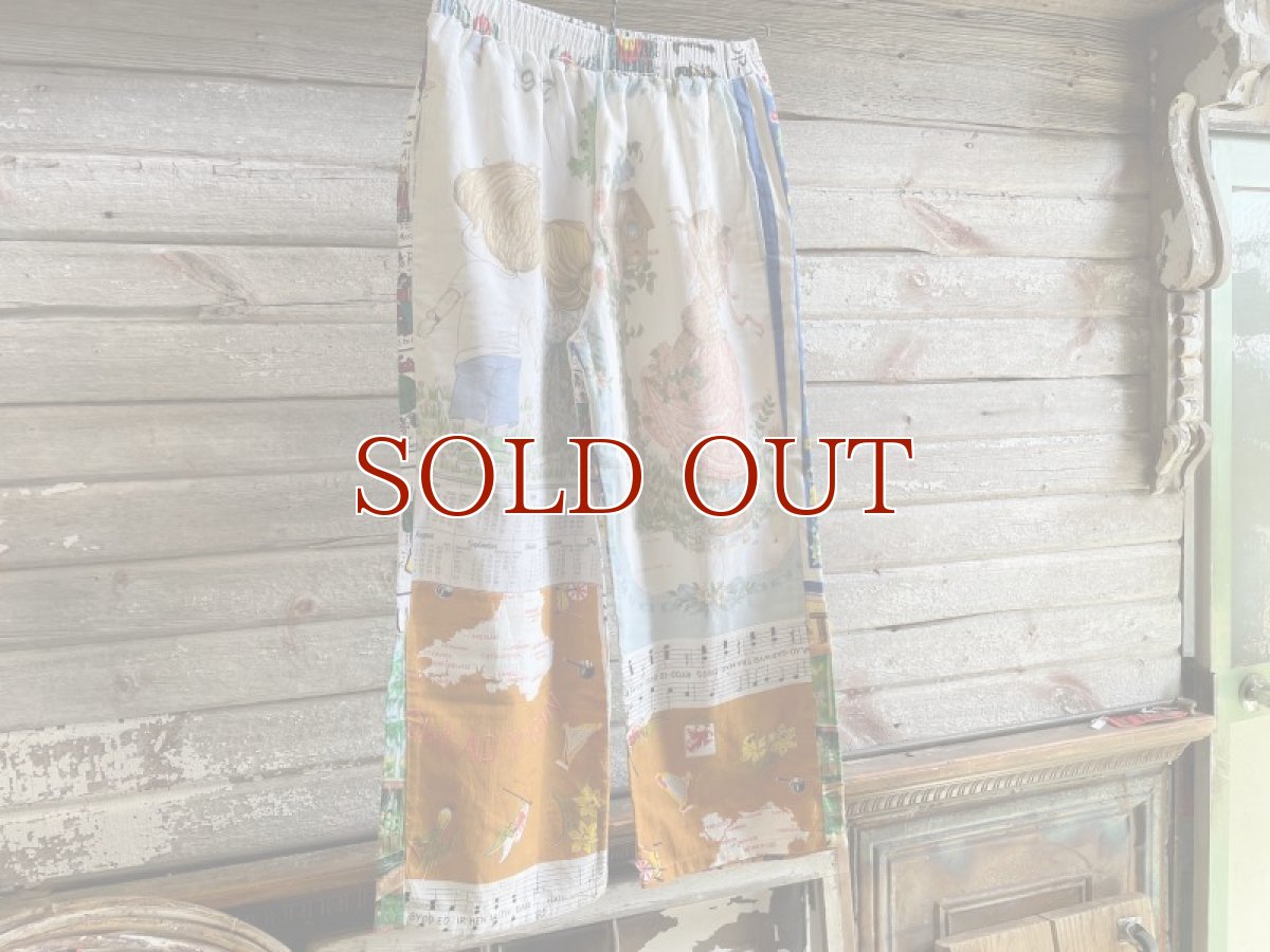 画像4: ビンテージキッチンクロス/リメイクパンツ (4)
