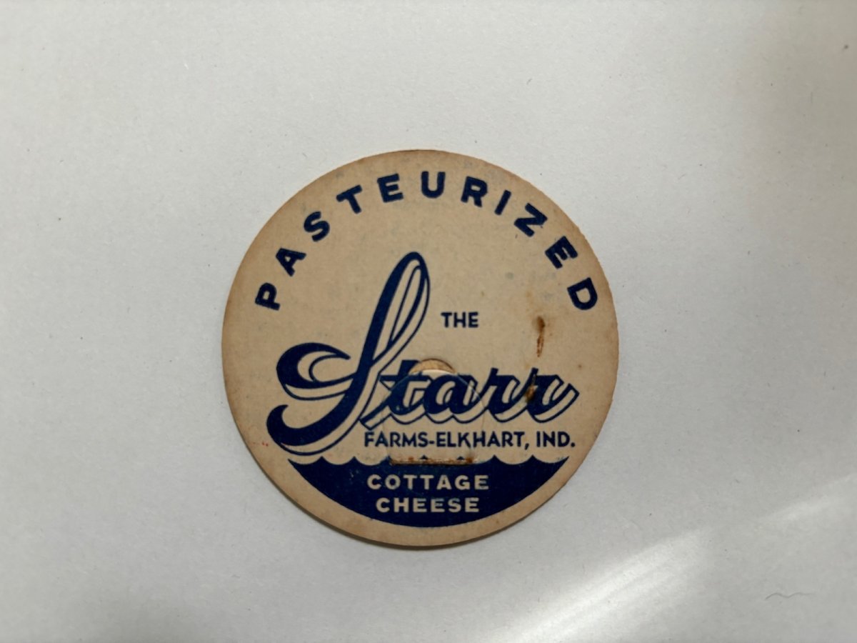 画像1: PASTEURIZED STARR DARMS ELKHART IND COTTAGE CHEESE カップの蓋 (1)