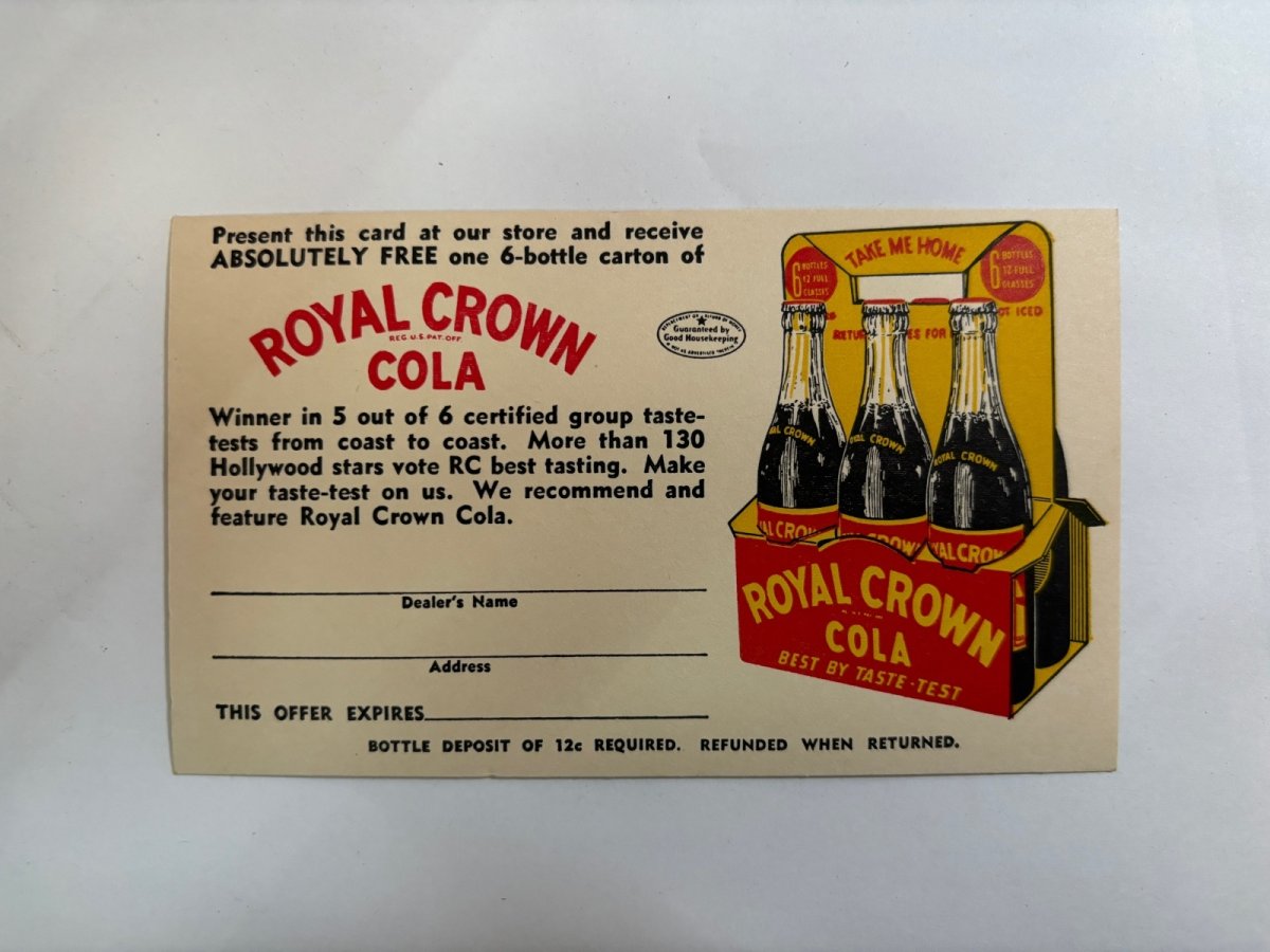 画像1: 1940's Royal Crown coupons  ロイヤルクラウンコーラ クーポンカード (1)