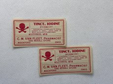 画像1: TINCT. IODINE ポイズンラベル2枚セット  C.M VAN FLEET & CO., (1)