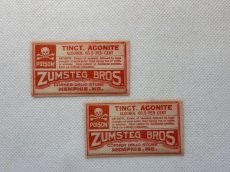 画像1: TINCT. ACONITE ポイズンラベル2枚セット  ZUMSTEG BROS CORNER DRUG STORE (1)