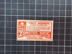 画像4: TINCT. ACONITE ポイズンラベル2枚セット  ZUMSTEG BROS CORNER DRUG STORE (4)