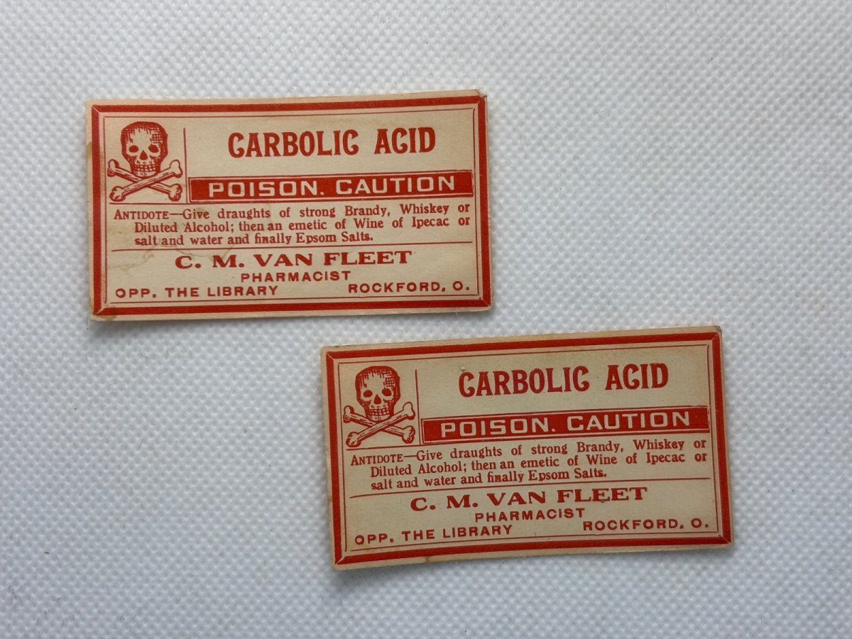画像1: CARBOLIC ACID ポイズンラベル2枚セット  C.M VAN FLEET & CO., (1)