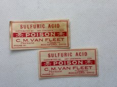 画像1: SULFURIC ACID ポイズンラベル2枚セット  C.M VAN FLEET & CO., (1)