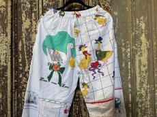 画像5: VINTAGEリメイクパンツ/キッチンクロス・ファブリックカレンダーリメイクパンツ (5)