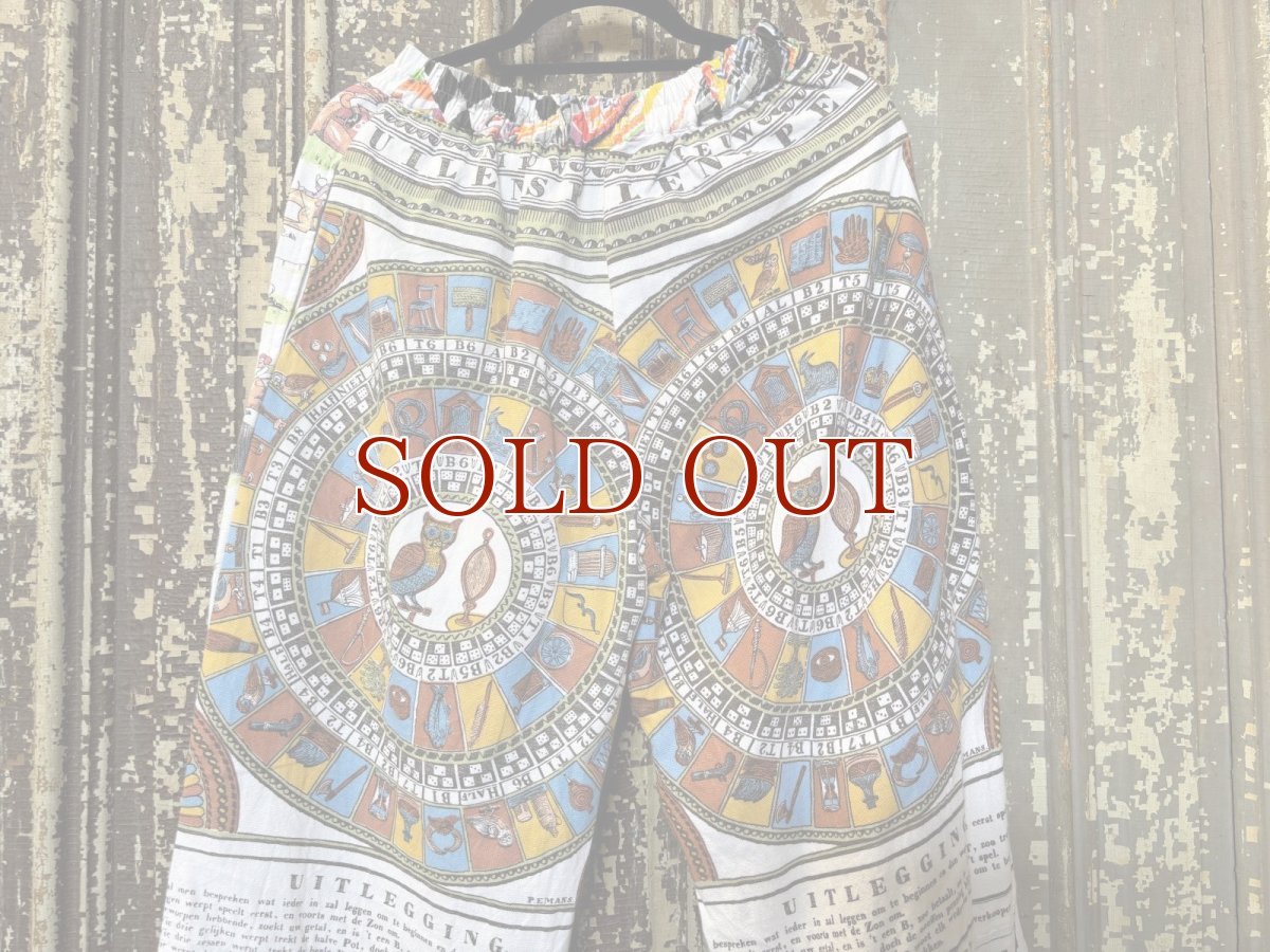 画像5: VINTAGEリメイクパンツ/キッチンクロス・ファブリックカレンダーリメイクパンツ (5)