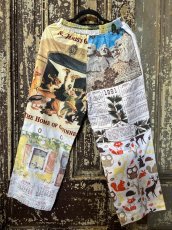 画像4: VINTAGEリメイクパンツ/キッチンクロス・ファブリックカレンダーリメイクパンツ (4)