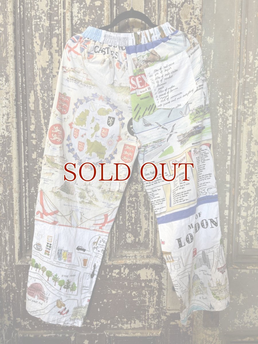 画像4: VINTAGEリメイクパンツ/キッチンクロス・ファブリックカレンダーリメイクパンツ (4)