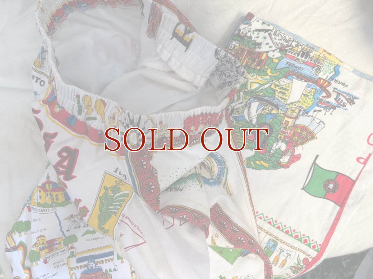 画像8: VINTAGEリメイクパンツ/キッチンクロス・ファブリックカレンダーリメイクパンツ (8)