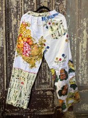 画像4: VINTAGEリメイクパンツ/キッチンクロス・ファブリックカレンダーリメイクパンツ (4)