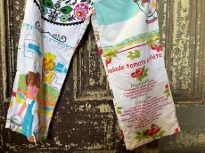 画像3: VINTAGEリメイクパンツ/キッチンクロス・ファブリックカレンダーリメイクパンツ (3)