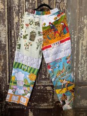 画像4: VINTAGEリメイクパンツ/キッチンクロス・ファブリックカレンダーリメイクパンツ (4)