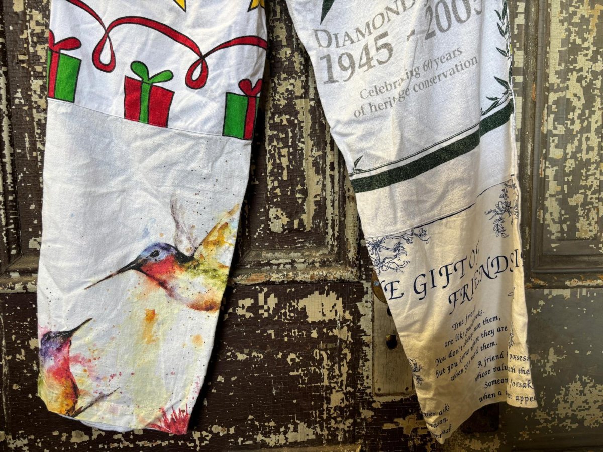 画像6: VINTAGEリメイクパンツ/キッチンクロス・ファブリックカレンダーリメイクパンツ (6)