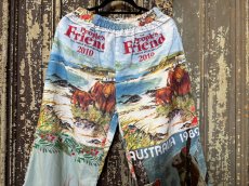 画像2: VINTAGEリメイクパンツ/キッチンクロス・ファブリックカレンダーリメイクパンツ (2)