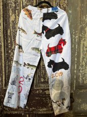 画像4: VINTAGEリメイクパンツ/キッチンクロス・ファブリックカレンダーリメイクパンツ (4)