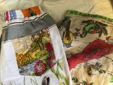 画像7: VINTAGEリメイクパンツ/キッチンクロス・ファブリックカレンダーリメイクパンツ (7)