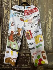画像1: VINTAGEリメイクパンツ/キッチンクロス・ファブリックカレンダーリメイクパンツ (1)