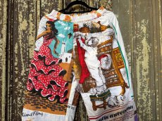 画像2: VINTAGEリメイクパンツ/キッチンクロス・ファブリックカレンダーリメイクパンツ (2)