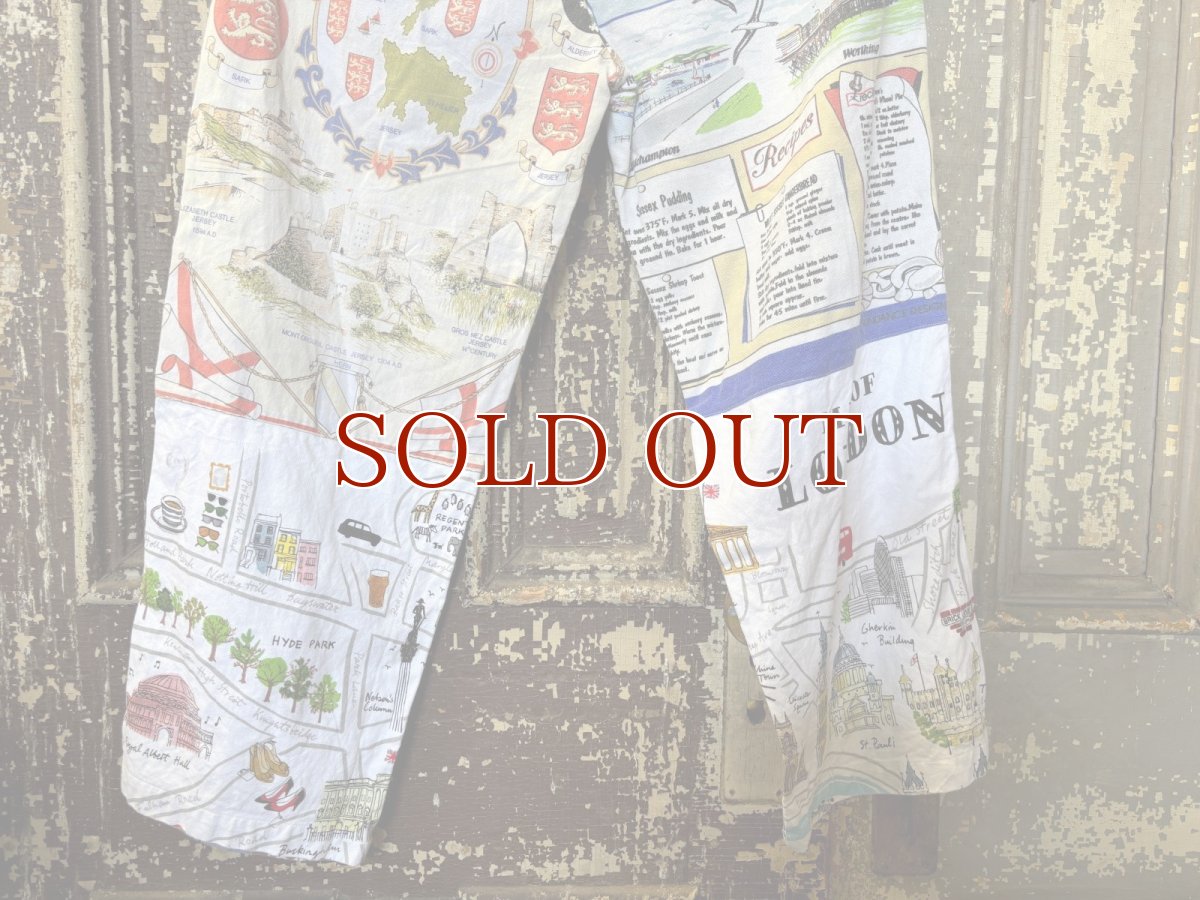 画像6: VINTAGEリメイクパンツ/キッチンクロス・ファブリックカレンダーリメイクパンツ (6)