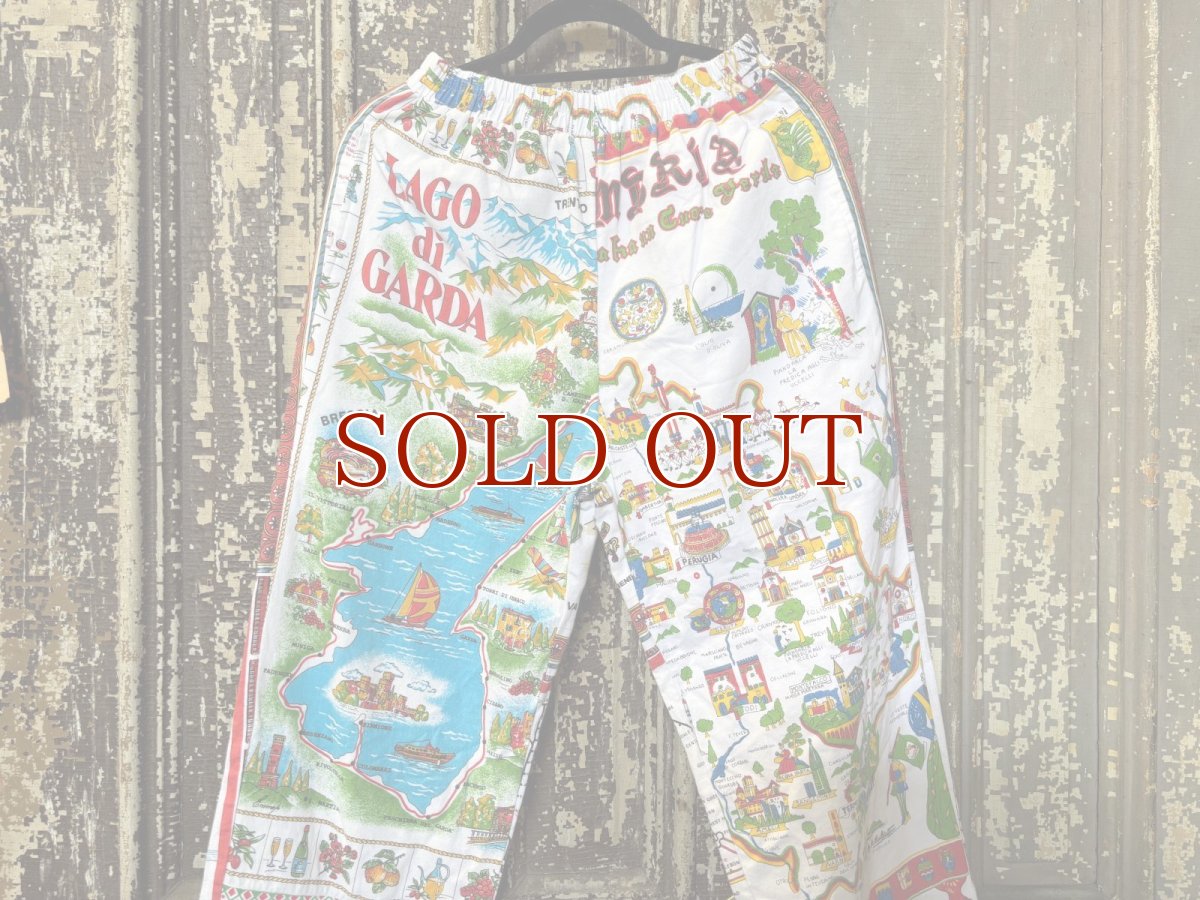 画像5: VINTAGEリメイクパンツ/キッチンクロス・ファブリックカレンダーリメイクパンツ (5)