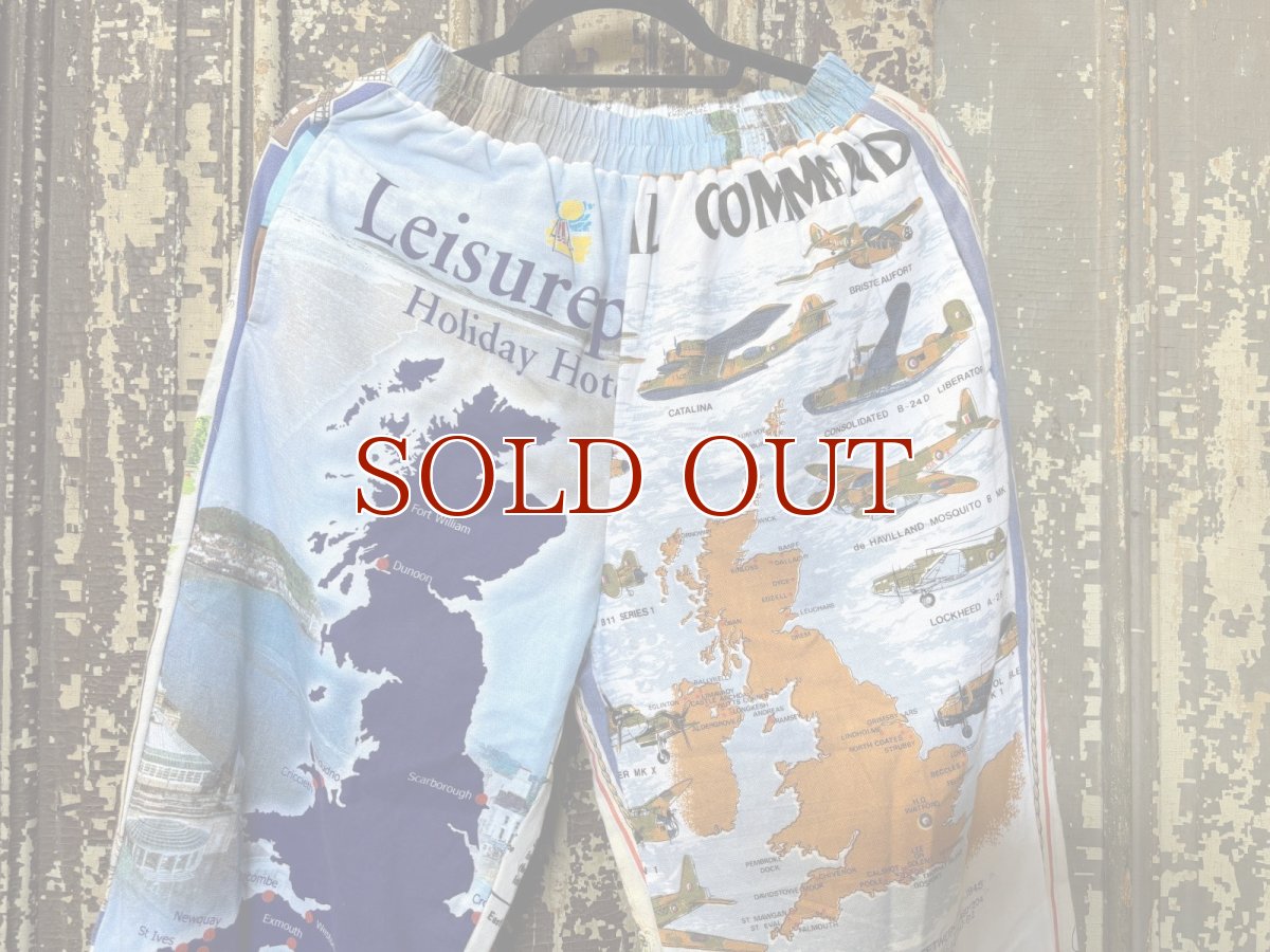 画像2: VINTAGEリメイクパンツ/キッチンクロス・ファブリックカレンダーリメイクパンツ (2)