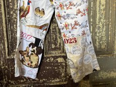 画像3: VINTAGEリメイクパンツ/キッチンクロス・ファブリックカレンダーリメイクパンツ (3)