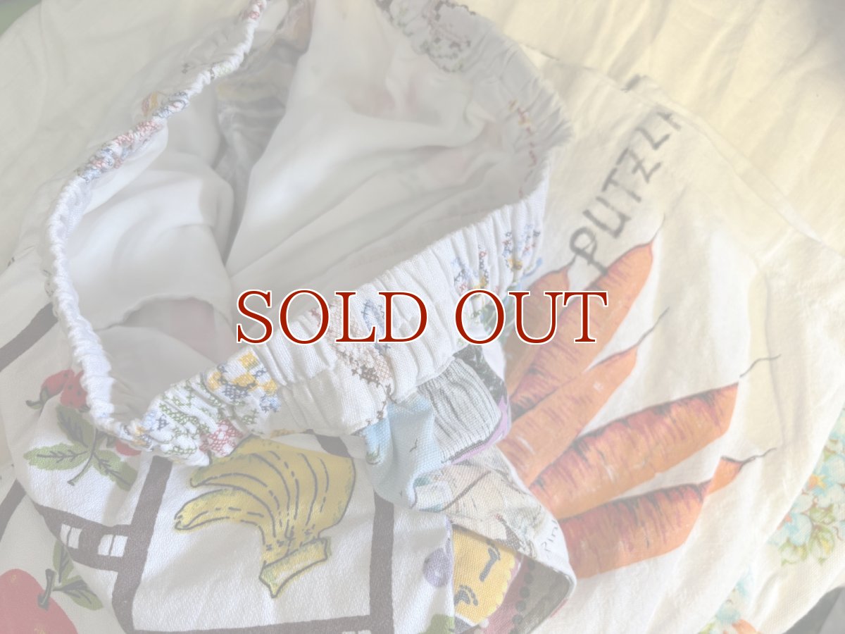 画像8: VINTAGEリメイクパンツ/キッチンクロス・ファブリックカレンダーリメイクパンツ (8)