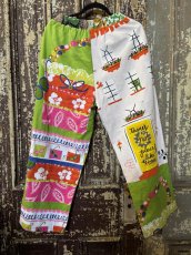 画像4: VINTAGEリメイクパンツ/キッチンクロス・ファブリックカレンダーリメイクパンツ (4)