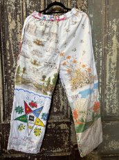 画像4: VINTAGEリメイクパンツ/キッチンクロス・ファブリックカレンダーリメイクパンツ (4)