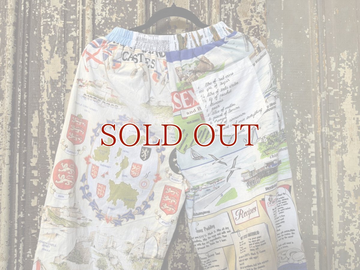 画像5: VINTAGEリメイクパンツ/キッチンクロス・ファブリックカレンダーリメイクパンツ (5)
