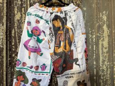 画像5: VINTAGEリメイクパンツ/キッチンクロス・ファブリックカレンダーリメイクパンツ (5)