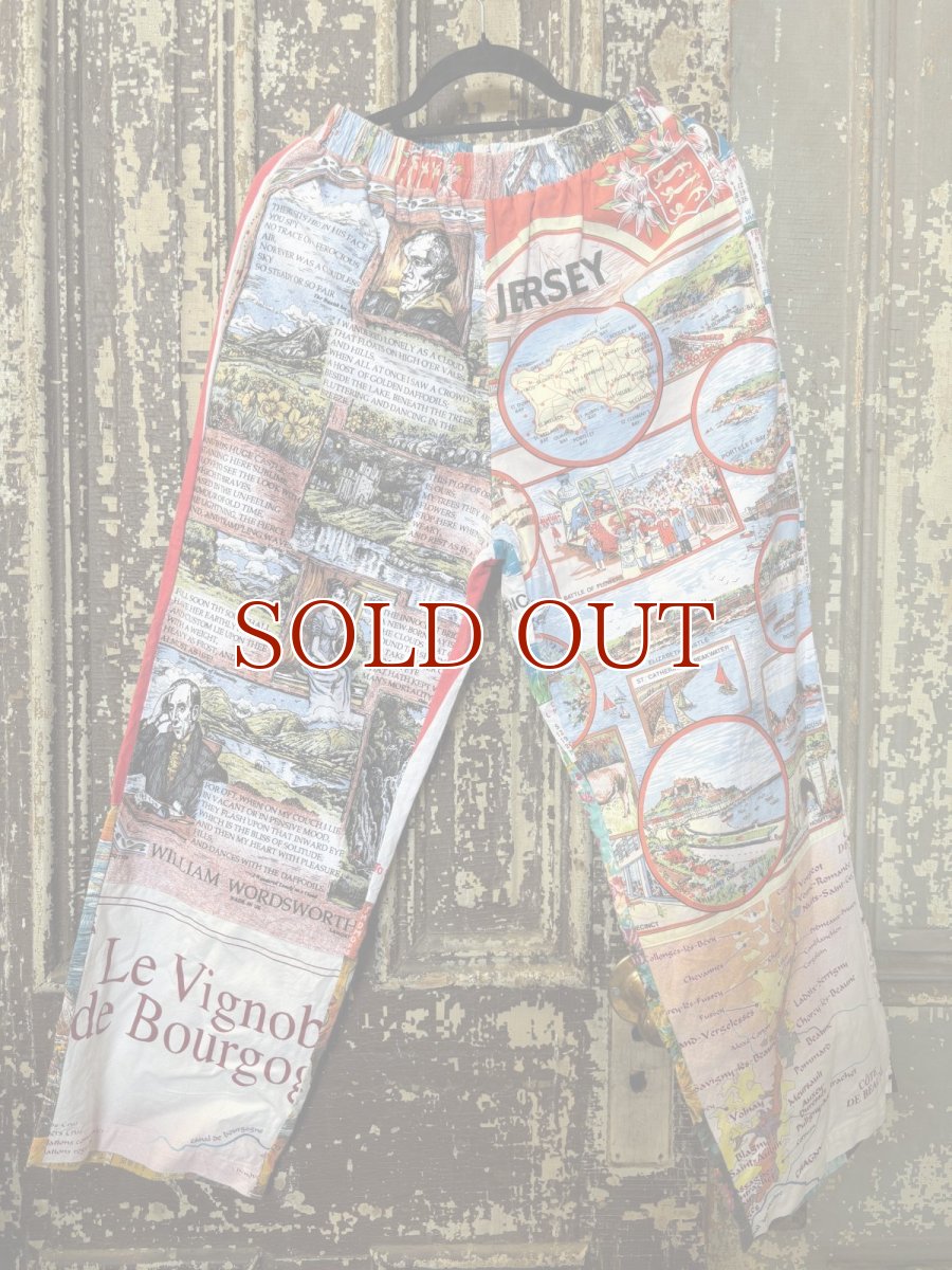 画像4: VINTAGEリメイクパンツ/キッチンクロス・ファブリックカレンダーリメイクパンツ (4)