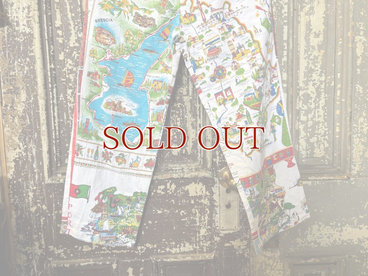 画像6: VINTAGEリメイクパンツ/キッチンクロス・ファブリックカレンダーリメイクパンツ (6)