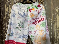 画像5: VINTAGEリメイクパンツ/キッチンクロス・ファブリックカレンダーリメイクパンツ (5)