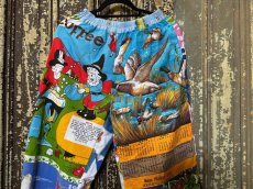 画像2: VINTAGEリメイクパンツ/キッチンクロス・ファブリックカレンダーリメイクパンツ (2)