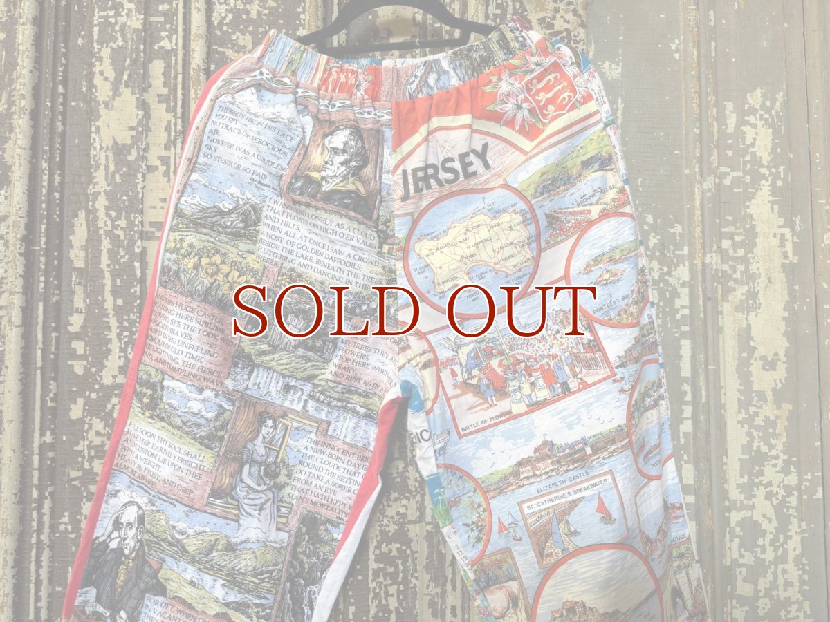 画像5: VINTAGEリメイクパンツ/キッチンクロス・ファブリックカレンダーリメイクパンツ (5)