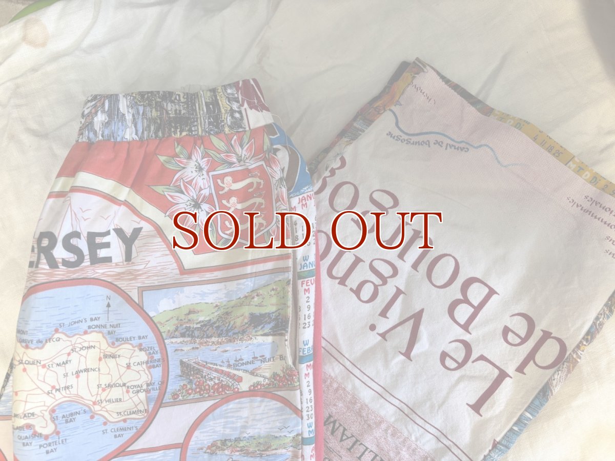 画像7: VINTAGEリメイクパンツ/キッチンクロス・ファブリックカレンダーリメイクパンツ (7)