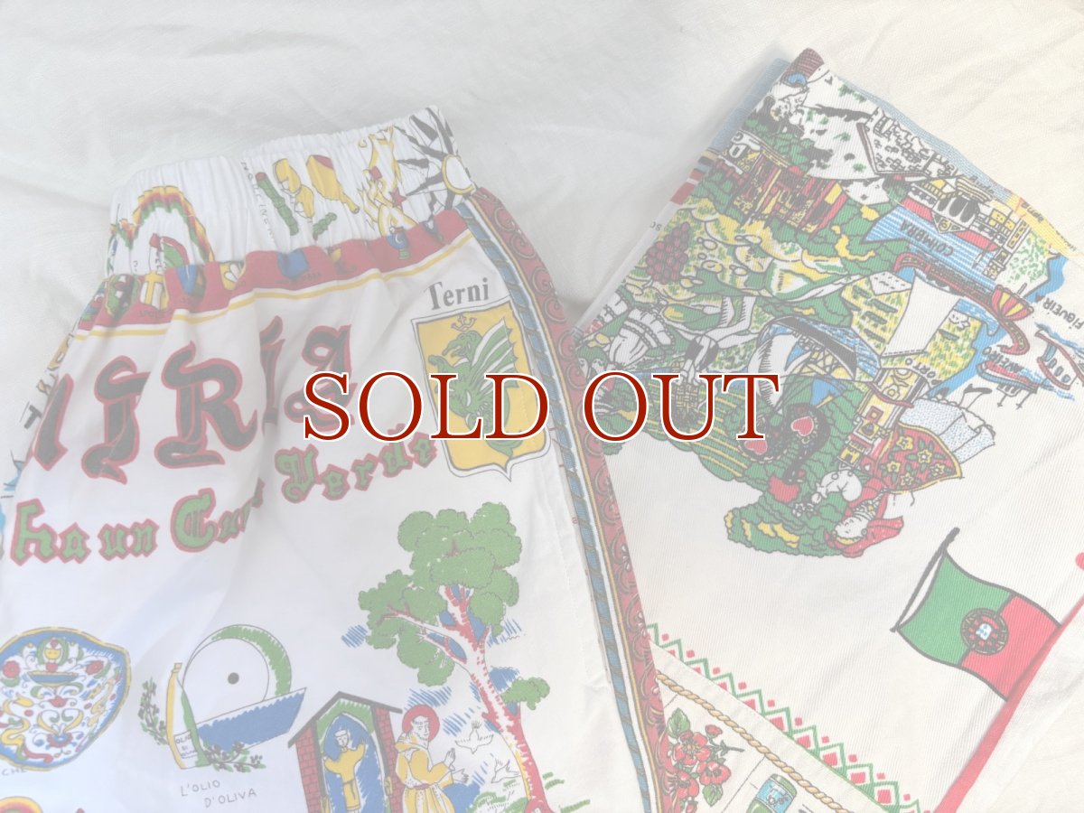 画像7: VINTAGEリメイクパンツ/キッチンクロス・ファブリックカレンダーリメイクパンツ (7)