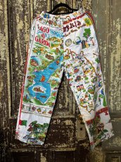 画像4: VINTAGEリメイクパンツ/キッチンクロス・ファブリックカレンダーリメイクパンツ (4)