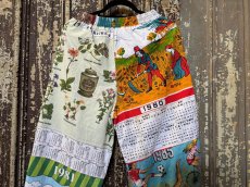 画像6: VINTAGEリメイクパンツ/キッチンクロス・ファブリックカレンダーリメイクパンツ (6)