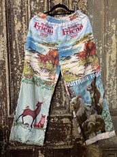 画像1: VINTAGEリメイクパンツ/キッチンクロス・ファブリックカレンダーリメイクパンツ (1)