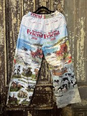画像4: VINTAGEリメイクパンツ/キッチンクロス・ファブリックカレンダーリメイクパンツ (4)