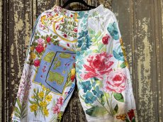 画像2: VINTAGEリメイクパンツ/キッチンクロス・ファブリックカレンダーリメイクパンツ (2)